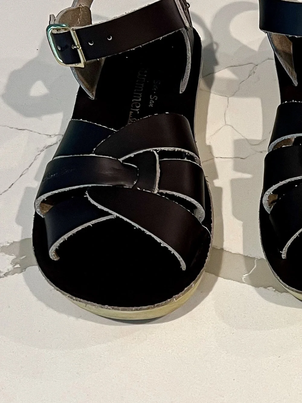 Saltwater Chocolate Brown Sun San Swimmer Sandals Little Kids Sz 1